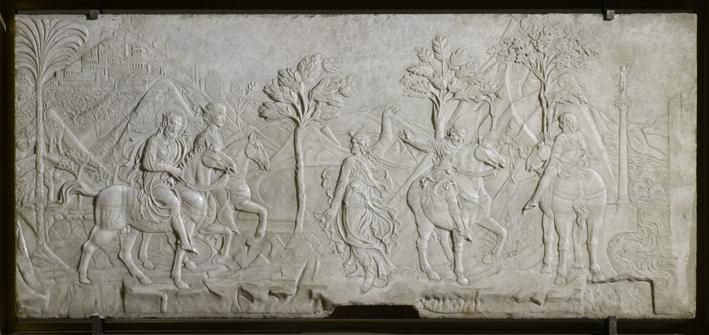 Vai alla pagina Agostino di Duccio, San Sigismondo in viaggio verso Agauno