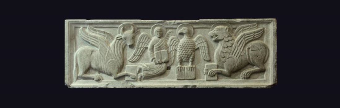 Vai alla pagina Scultore lombardo, Lastra con i simboli degli Evangelisti