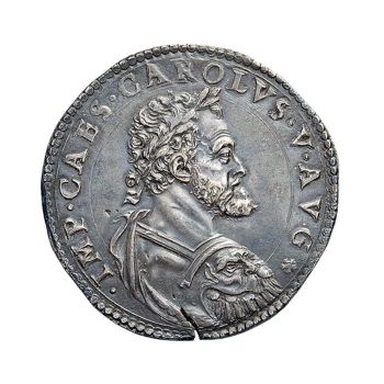 Vai alla pagina Leone Leoni, Scudo da soldi 110 in argento di Carlo V d&rsquo;Asburgo, re di Spagna, imperatore