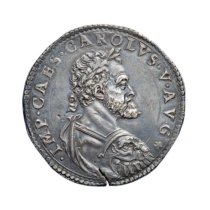 Leone Leoni, Scudo da soldi 110 in argento di Carlo V d\'Asburgo, re di Spagna, imperatore